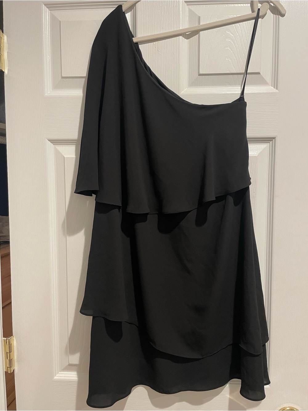 BCBGMaxAzria Black One-Shoulder Layered Cocktail Dress